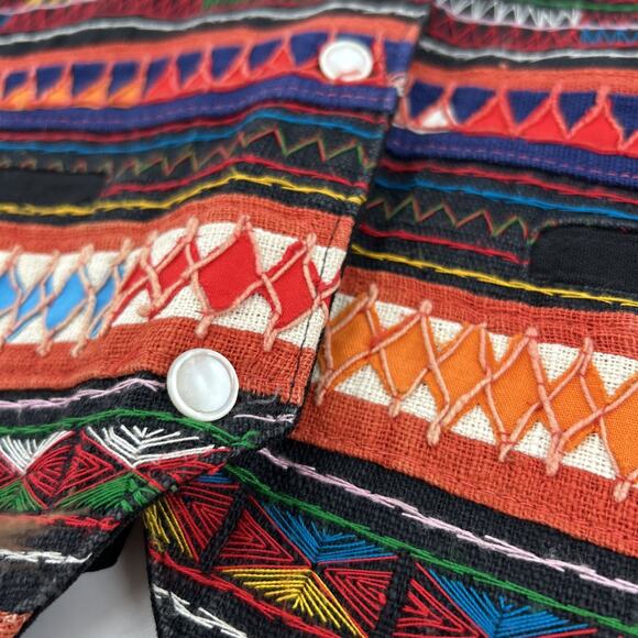 Vintage 90s Boho Vest Size M Ethnic Embroidered Woven Festival Unisex - Picture 3 of 7